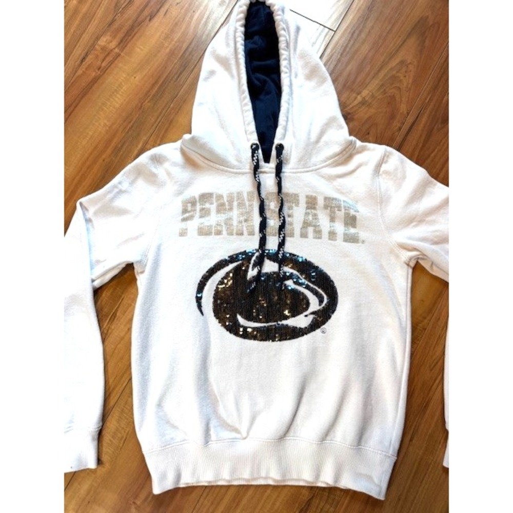 Penn State‎ University Womens Hoodie Small White Sequin Sequined Bling